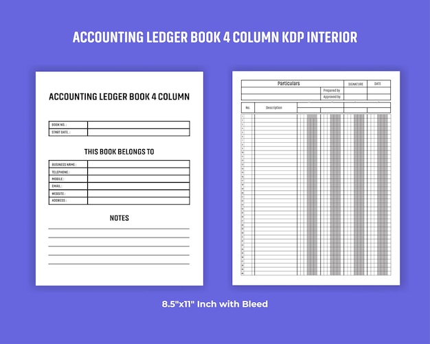 Vecteur livre de comptabilité 4 colonnes