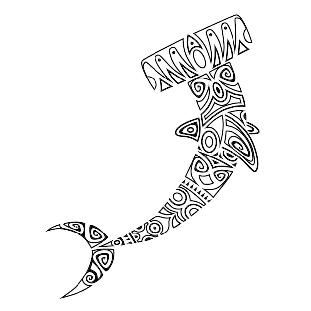 Livre de couleurs de requin marteau stylisé Zentangle et maori