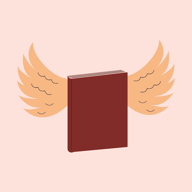 Livre Fermé Avec Des Ailes Illustration Vectorielle éducative Dessinée à La Main