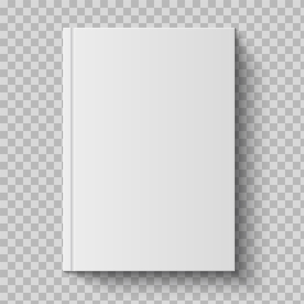 Livre fermé réaliste Journal de maquette 3d vide avec couverture en carton dur vierge Modèle de manuel blanc pour la marque Illustration vectorielle isolée sur fond transparent vue d'en haut
