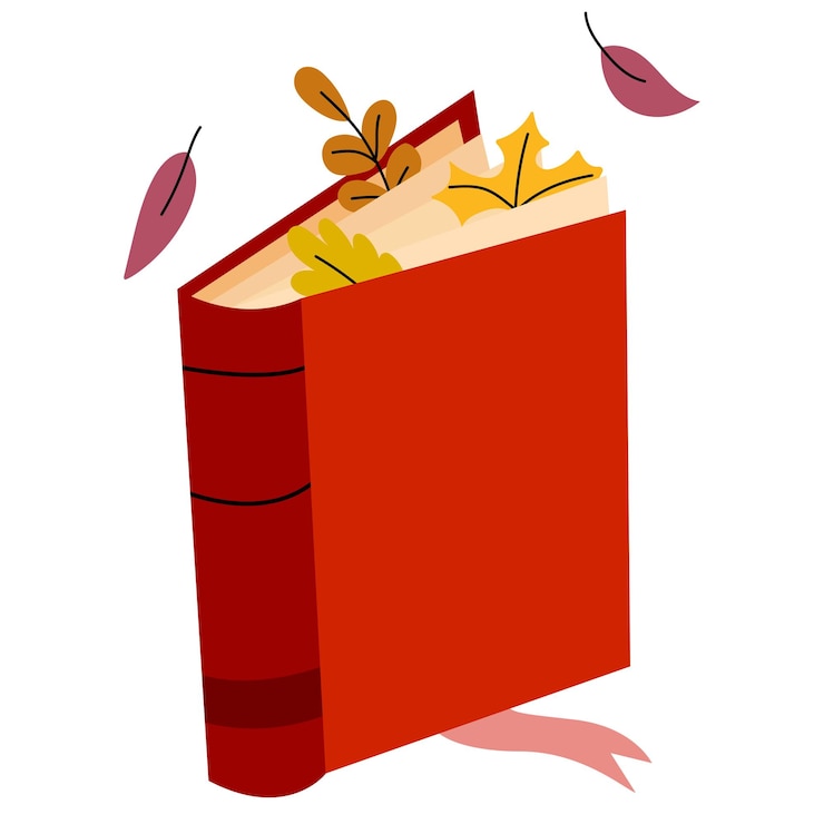 Vecteur livre avec des feuilles d'automne élément de lecture pour librairie bibliothèque librairie ou éducation