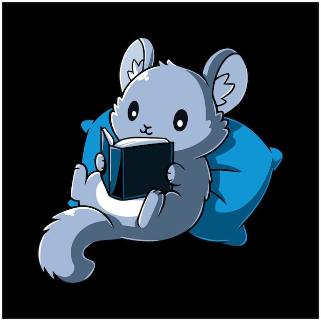 Livre de lecture de rat mignon en position couchée