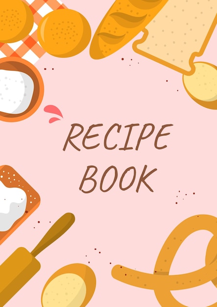 Vecteur livre de recettes papier cuisson