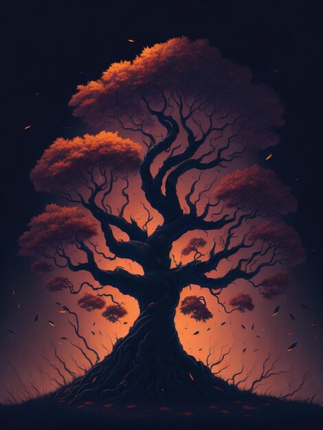 Vecteur livre de sagesse dans la nature fusionné avec un arbre fantaisiste