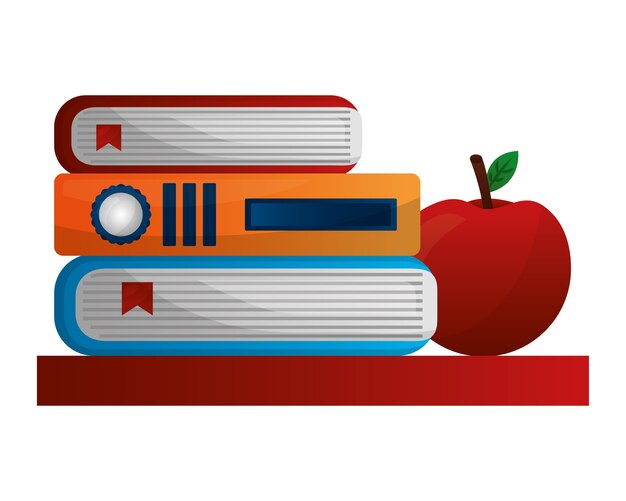 Vecteur livres de bibliothèque avec design illustration vectorielle apple