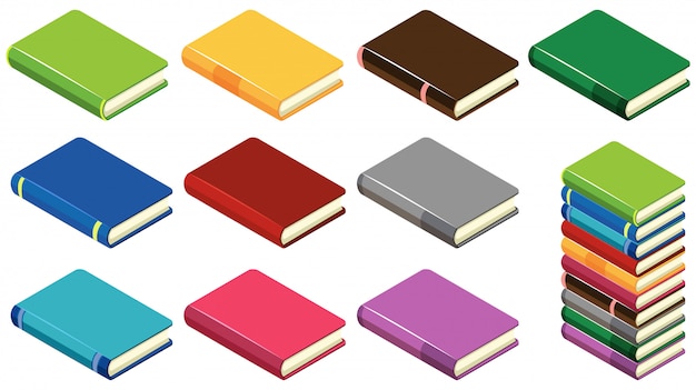 Livres avec des couvertures de couleurs différentes