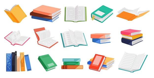 Des livres, des dessins colorés, des cliparts, des livres scolaires, des manuels scolaires, une collection d'art clips comme un dictionnaire.