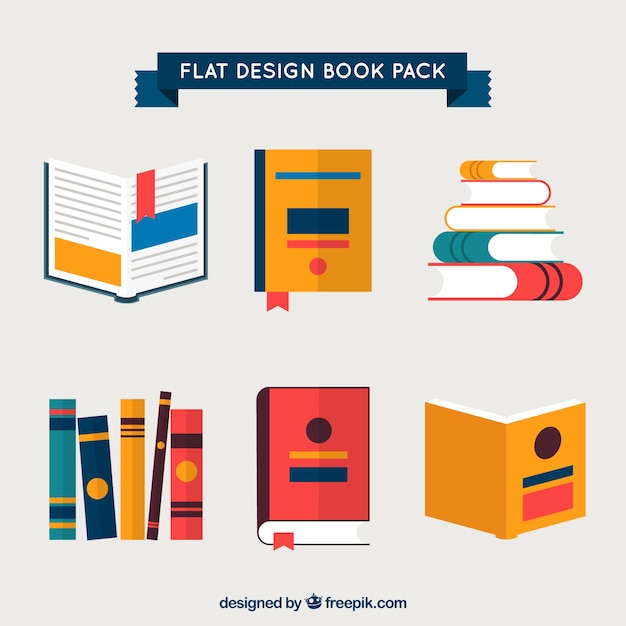 Livres Pack Dans Design Plat