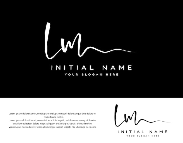 lm lm lettre initiale écriture manuscrite et logo de signature