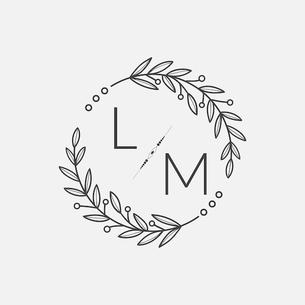 LM mariage monogramme initial avec ligne de cercle créatif