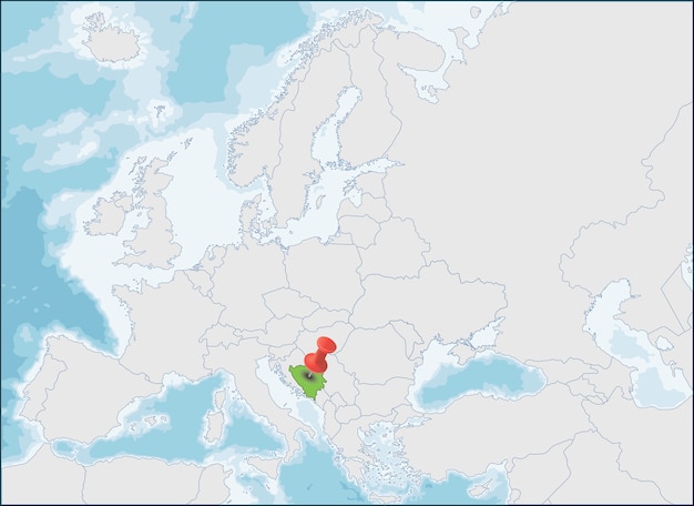 Vecteur localisation de la bosnie-herzégovine sur la carte de l'europe