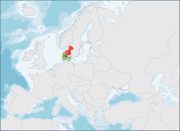 Vecteur localisation du royaume de danemark sur la carte de l'europe