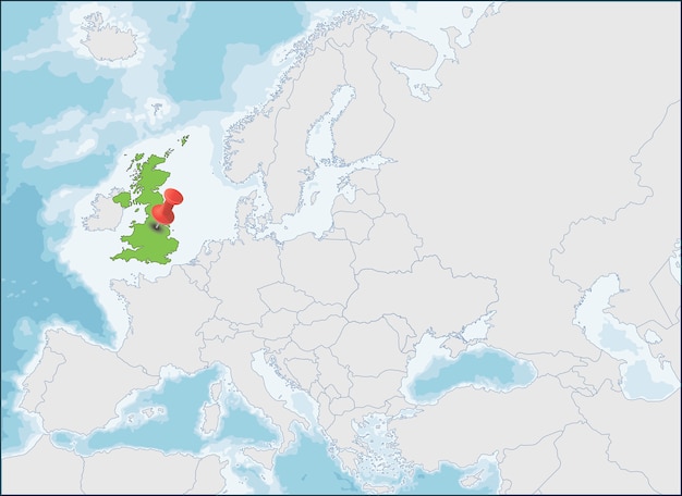 Vecteur localisation du royaume-uni sur la carte de l'europe