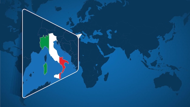 Le Drapeau de l'Italie - La carte des mondes