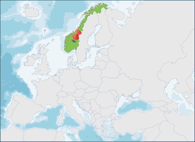 Vecteur localisation de la norvège sur la carte de l'europe