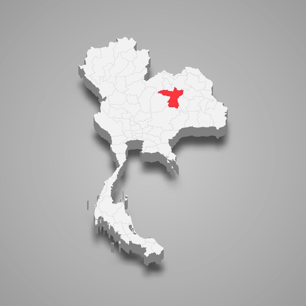 Vecteur localisation de la province de khon kaen thaïlande carte isométrique 3d