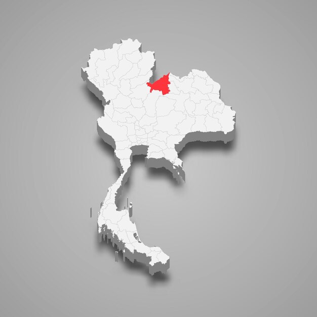 Vecteur localisation de la province de loei thaïlande carte isométrique 3d