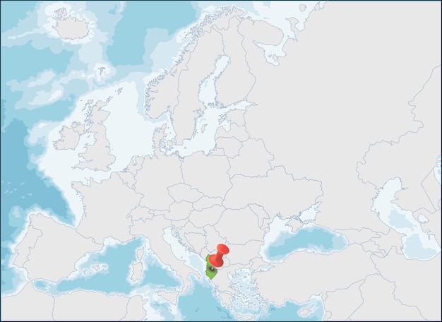 Vecteur localisation de la république d'albanie sur la carte de l'europe