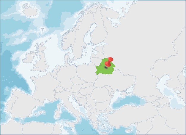 Vecteur localisation de la république du bélarus sur la carte de l'europe