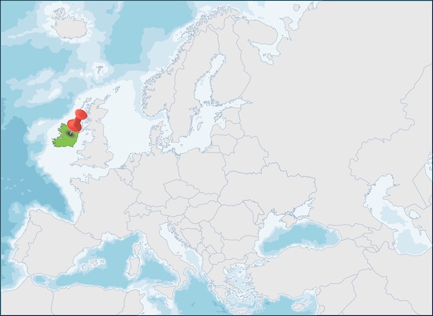 Vecteur localisation de république d'irlande sur la carte de l'europe