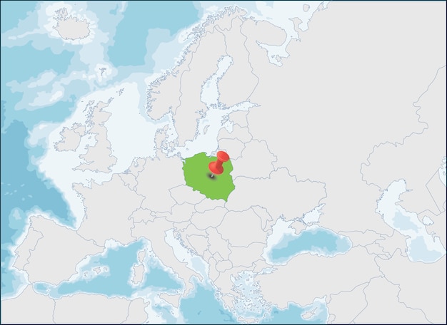 Localisation de la République de Pologne sur la carte de l'Europe