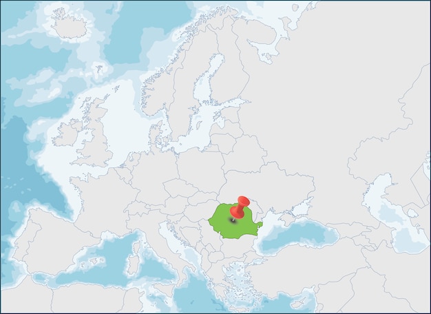 Vecteur localisation de la roumanie sur la carte de l'europe