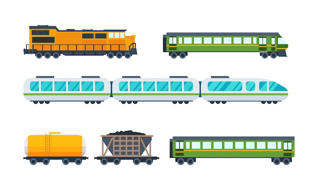 Locomotive De Chemin De Fer Avec Divers Wagons De Transport Et De Transport De Charbon