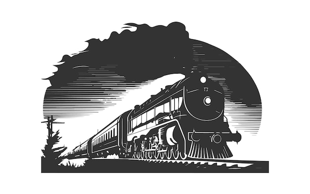 Locomotive Qui Se Déplace Avec Les Voitures Conception D'illustration Vectorielle