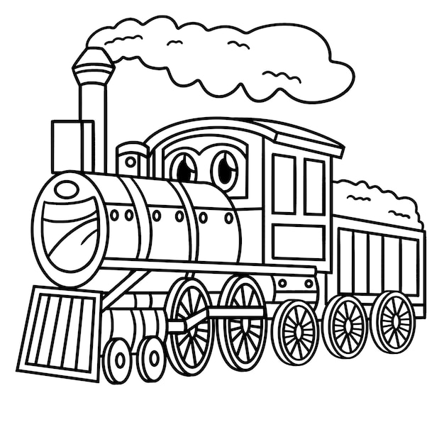Vecteur locomotive à vapeur avec coloration du visage du véhicule
