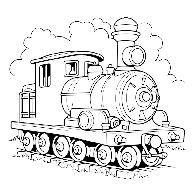 Locomotive à Vapeur Livre à Colorier Pour Enfants