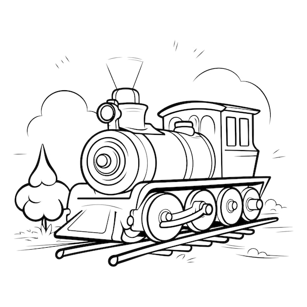 Vecteur locomotive à vapeur sur les voies pour votre conception