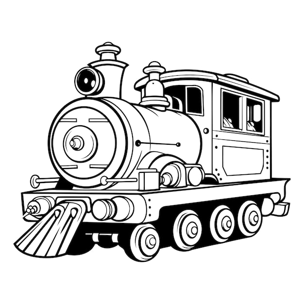 Vecteur locomotive vintage isolée sur fond blanc dans un style rétro