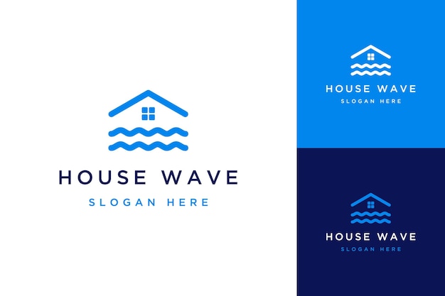 Vecteur logement de conception de logo ou maisons avec des vagues