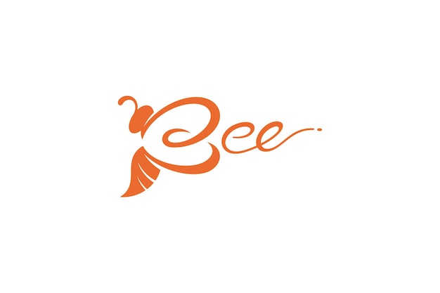 Logo D'abeille Avec Concept De Design Plat Orange