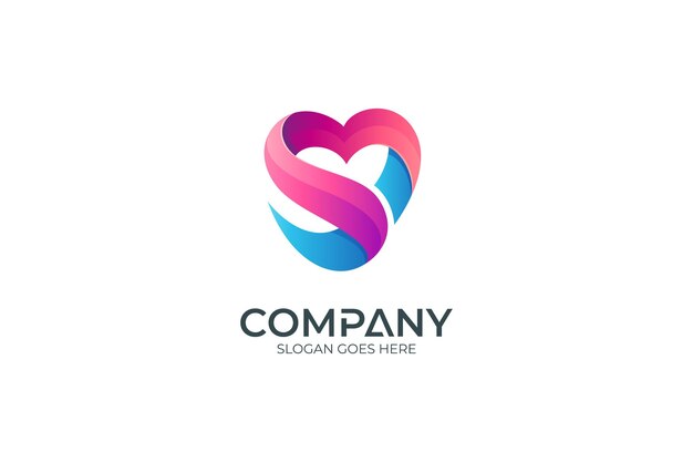 Logo abstrait coeur ou amour dans un style de conception simple