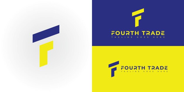 Logo Abstrait De La Lettre Initiale Ft Ou Tf En Bleu Et Jaune Isolé Sur Plusieurs Arrière-plans