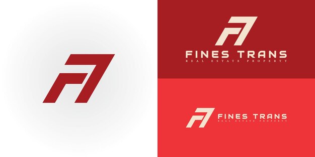 Vecteur logo abstrait de la lettre initiale ft ou tf en rouge isolé sur plusieurs couleurs de fond