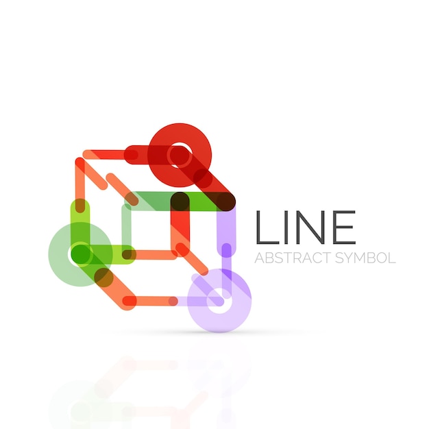 Logo Abstrait Linéaire Connecté Segments Multicolores De Lignes Figure Géométrique