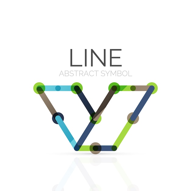 Vecteur logo abstrait linéaire connecté segments multicolores de lignes figure géométrique