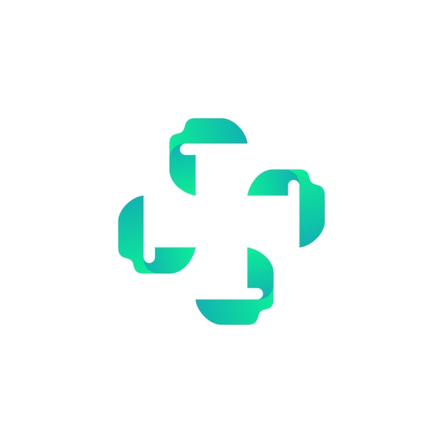 Logo abstrait plus cycle motif vectoriel vert torsadé