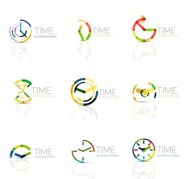 Logo Abstrait De Temps Linéaire Défini Segments Multicolores Connectés