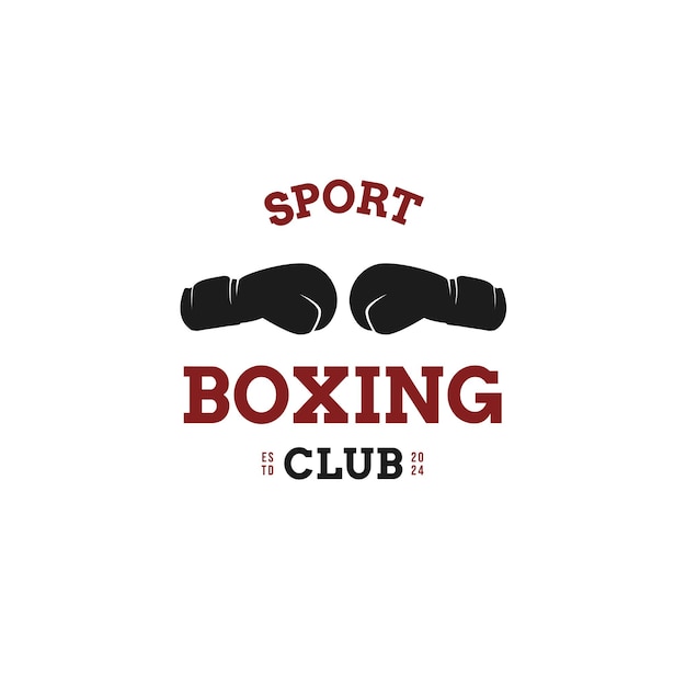 Vecteur logo de l'académie de boxe avec des gants de boxe icon design concept illustration vectorielle