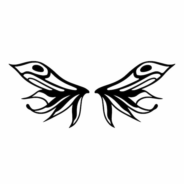 Logo Ailes Fées Tribal Conception Tatouage Pochoir Illustration Vectorielle