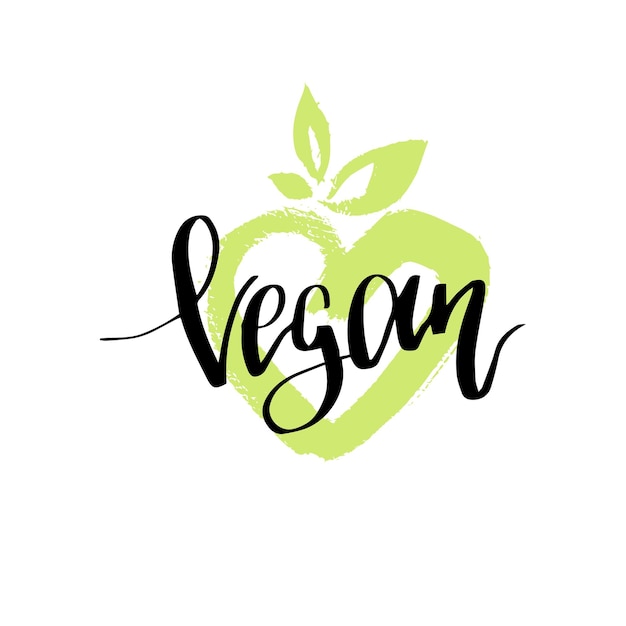 Logo D'aliments Biologiques Eco Word Vegan Main Lettrage Illustration Vectorielle De Signe De Ferme Saine étiquette Pour Les Produits D'emballage Des Restaurants Du Marché De L'épicerie, Etc.