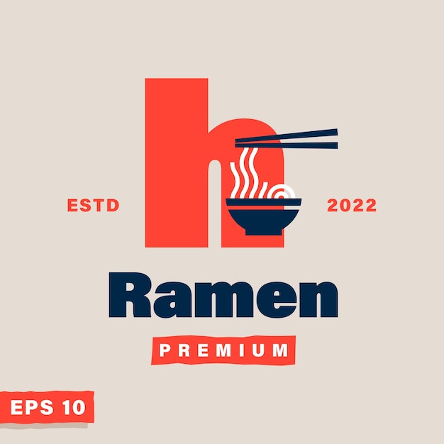 Vecteur logo de l'alphabet ramen h