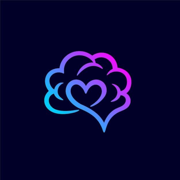 Logo D'amour De Cerveau Avec Un Concept Simple