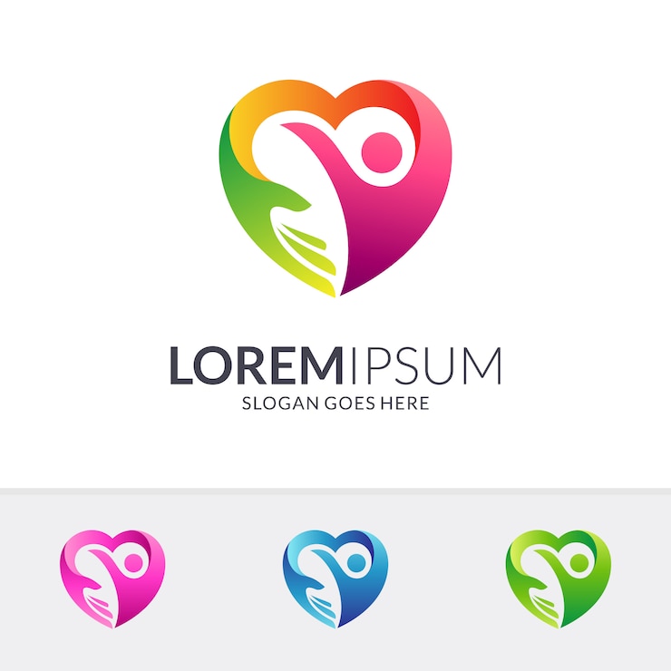 Vecteur logo de l'amour et des soins humains