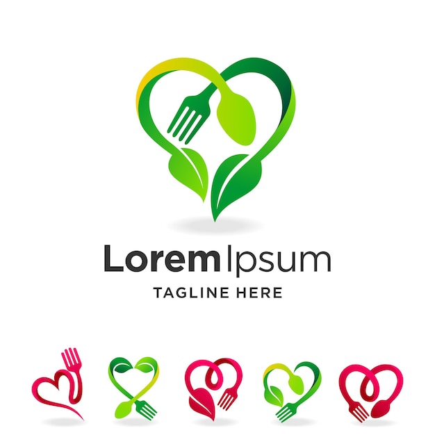 Logo D'amoureux De La Nourriture Avec Concept De Cuillère Et Fourchette