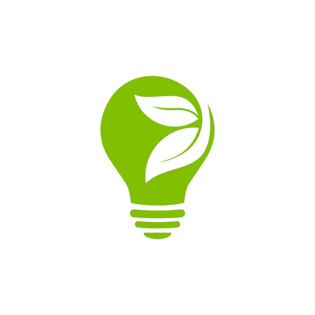 Logo Ampoule Verte Pour L'énergie Verte, Ampoule Avec Vecteur Logo Feuille