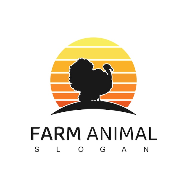 Vecteur logo d'animaux de ferme avec le symbole de la turquie